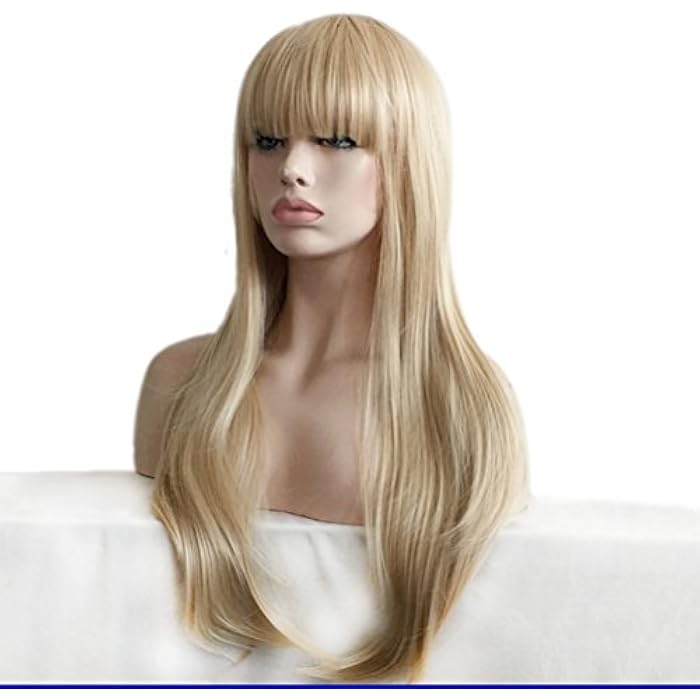 DILLARDS Rise World Wig 75Cm Long Bob Flat Bangs Blonde Wavy Full Hair Wig Cosplay Party - Image 5